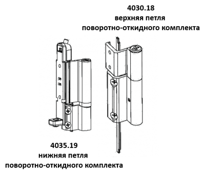 Комплект петель для поворотно-наклонной створки (до 90 кг) с крепежом Stublina - Петли для поворотно-откидных окон